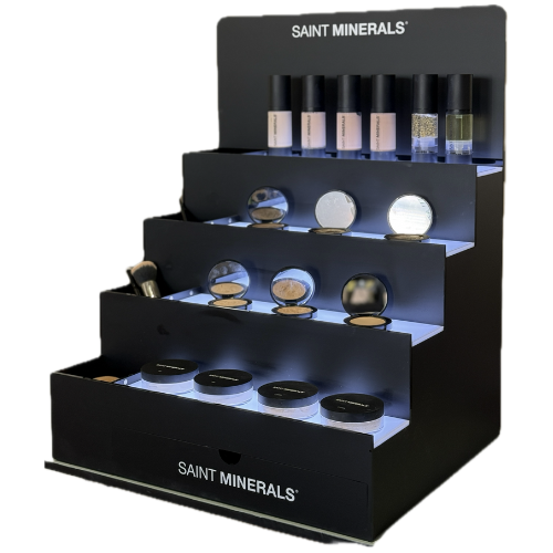 Saint Minerals Makeupdisplay inkl. 1 Tester + 2 salg - Basis til hud